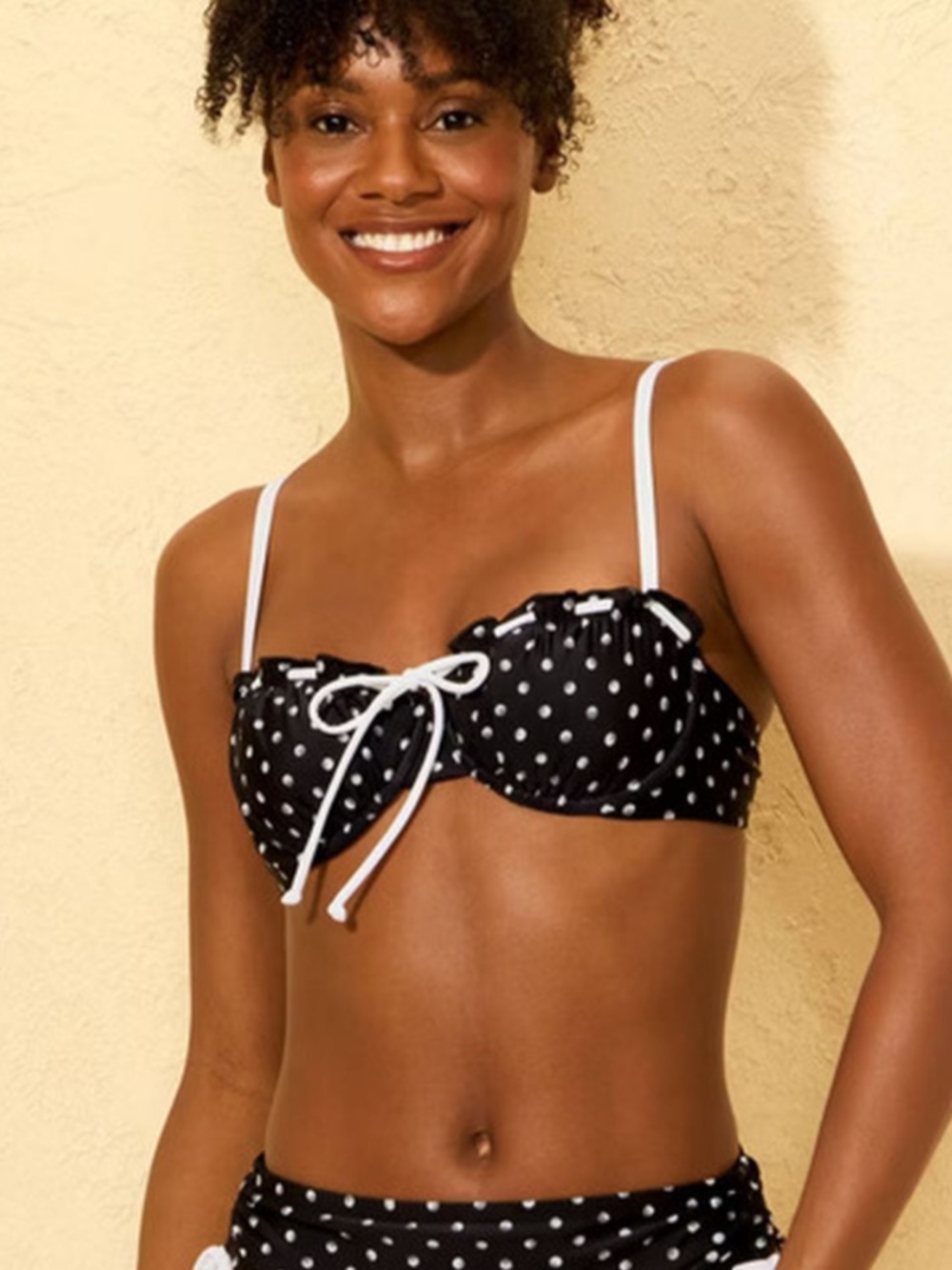Shade & Shore Polka Dots Tunneled Lace Underwire Bikini Top
